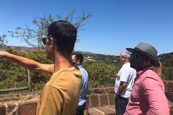 Tourists enjoying scenic Algarve countryside views during Albufeira boutique winery tour near historic Silves