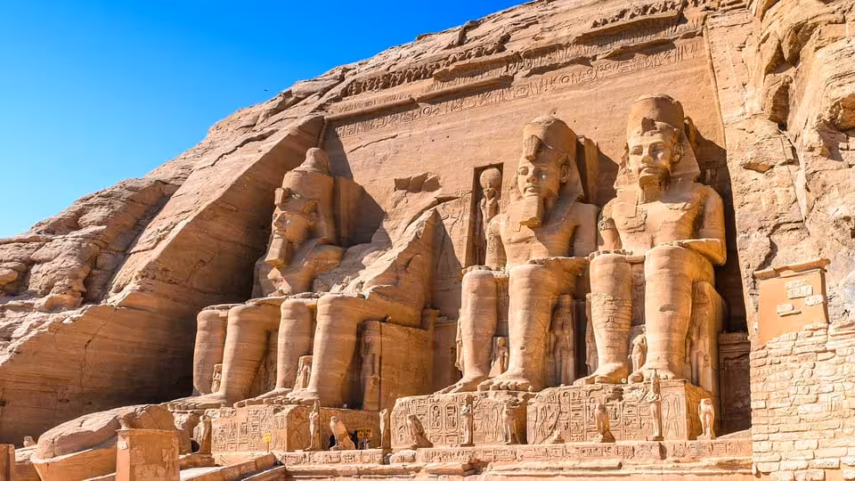 Abu Simbel temples of Ramses II in Aswan, iconic stop on Cleopatra’s Egypt Cairo to Nile cruise itinerary