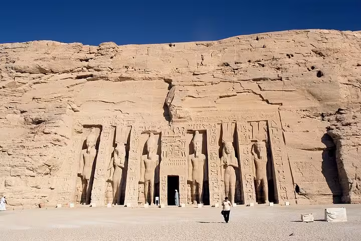 Abu Simbel Great Temple of Ramses II facade, key stop on a private tour from Aswan with hotel pickup