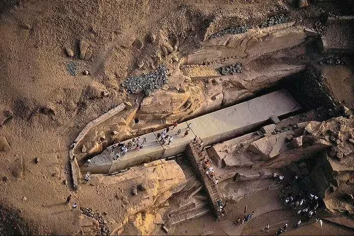 Aerial view of Abu Simbel temple entrance and walkway, accessible Alexandria to Abu Simbel wheelchair tour