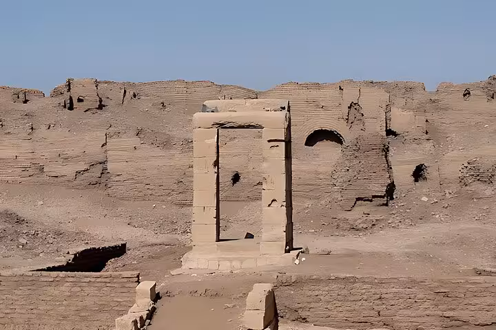 Ancient stone gateway ruins at Abydos on Dendera, Osireion and Abydos full-day tour from Hurghada, Egypt