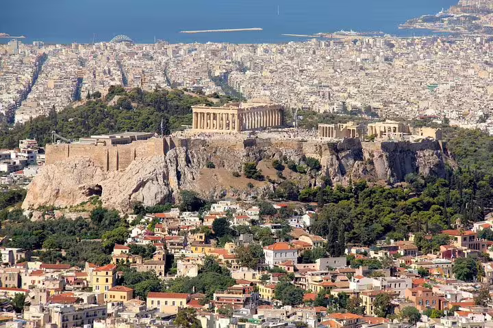 Acropolis and Parthenon panoramic view, Athens private layover tour with airport or port pickup and drop-off