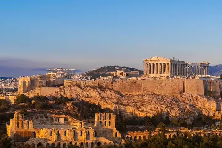 Acropolis and Parthenon at sunset, Athens highlights private full-day tour with panoramic city views