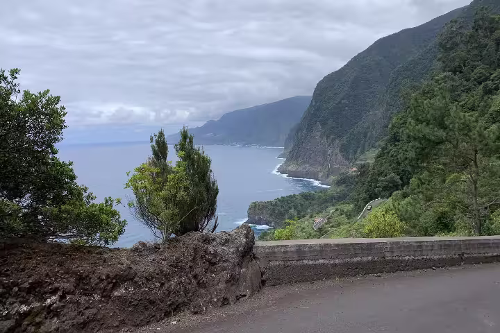 Scenic coastal view of lush green cliffs and ocean waves in the picturesque northern landscape, ideal for nature tours.