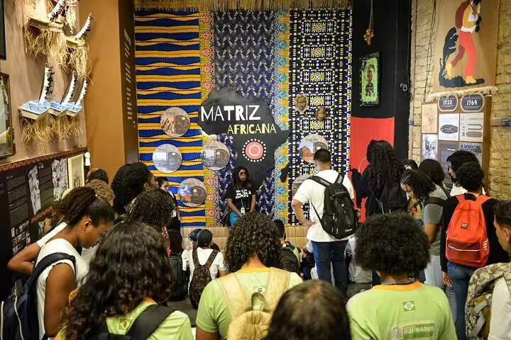 Group explores Afro-Brazilian culture at Matriz Africana exhibit in Rio's Little Africa tour.