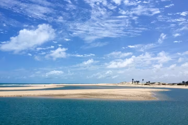 Águas Belas Tour lagoon and sandbank view with turquoise water, Ceará beach day trip from Fortaleza