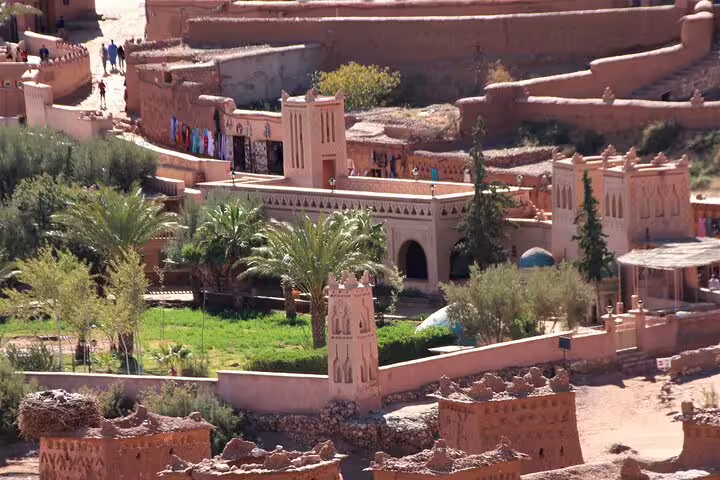 Ait Ben Haddou kasbah near Ouarzazate with palm oasis, featured on Big Morocco Tour 15 days from Casablanca