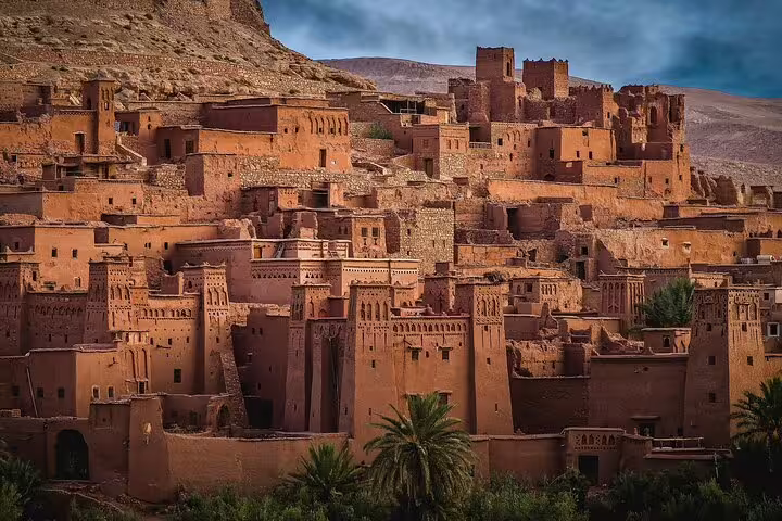 Ait Benhaddou kasbah stop on 3-day Marrakech to Sahara tour via Ouarzazate and Atlas Mountains