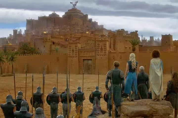 Ait Benhaddou kasbah stop on private 2-day Marrakech to Zagora desert tour via Atlas Mountains