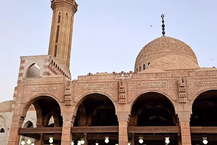 Al Sahaba Mosque domes and arches at Sharm El-Sheikh Old Market, featured on private city tour