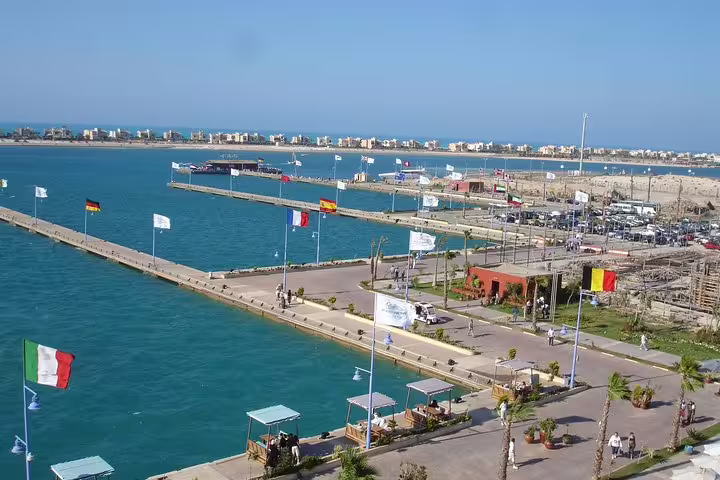 Alexandria Mediterranean waterfront and marina view, scenic highlight on private day tour from Cairo to Alamein