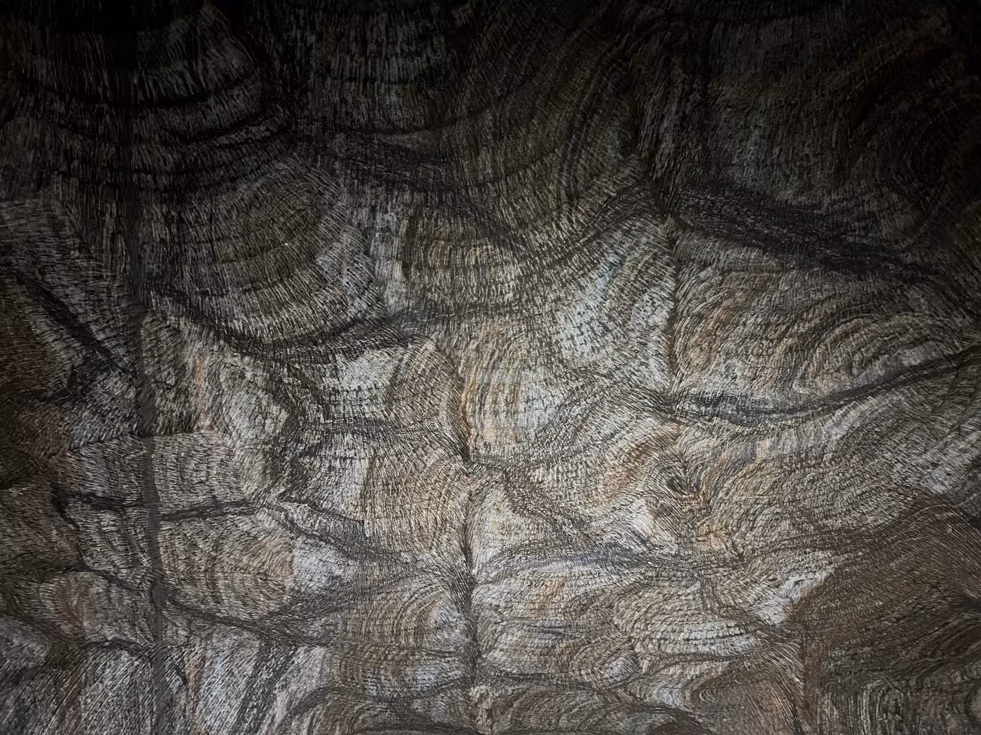 Close-up of intricate rock salt patterns inside Loulé's historic mine, showcasing natural textures and formations.