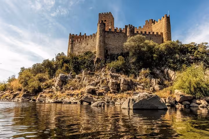 Almourol Castle on the Tagus River, a scenic stop on private Lisbon to Porto tour with guided transfers