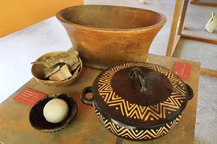 Indigenous Amazon pottery and cooking artifacts display at INPA museum in Manaus on the MUSA combo tour