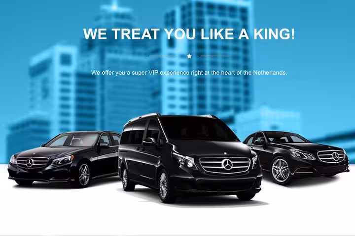 VIP fleet for Amsterdam private local transfer featuring luxury sedans and van for airport and hotel pickup