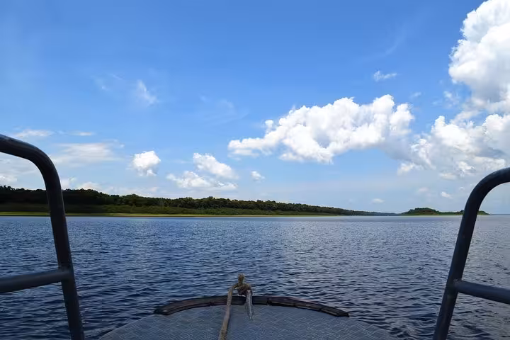Boat view across the Anavilhanas Archipelago on the Rio Negro, part of an 8-hour Amazonas jungle trek tour