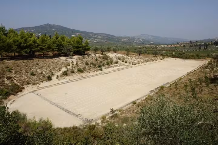 Panoramic view of Ancient Epidaurus stadium ruins near Nafplio on a private luxury Peloponnese tour