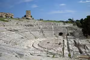 Ancient Greek Theatre of Siracusa in Neapolis Archaeological Park, Sicily, featured on HD Best of Siracusa tour