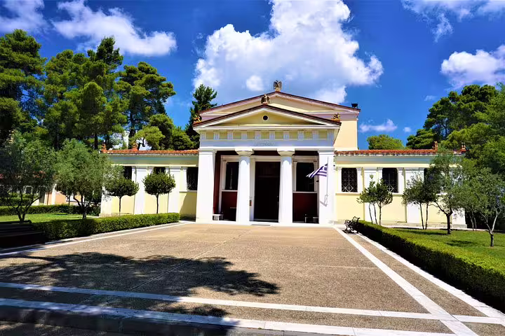 Archaeological Museum of Olympia entrance, key visit on Ancient Olympia full-day private guided tour from Athens
