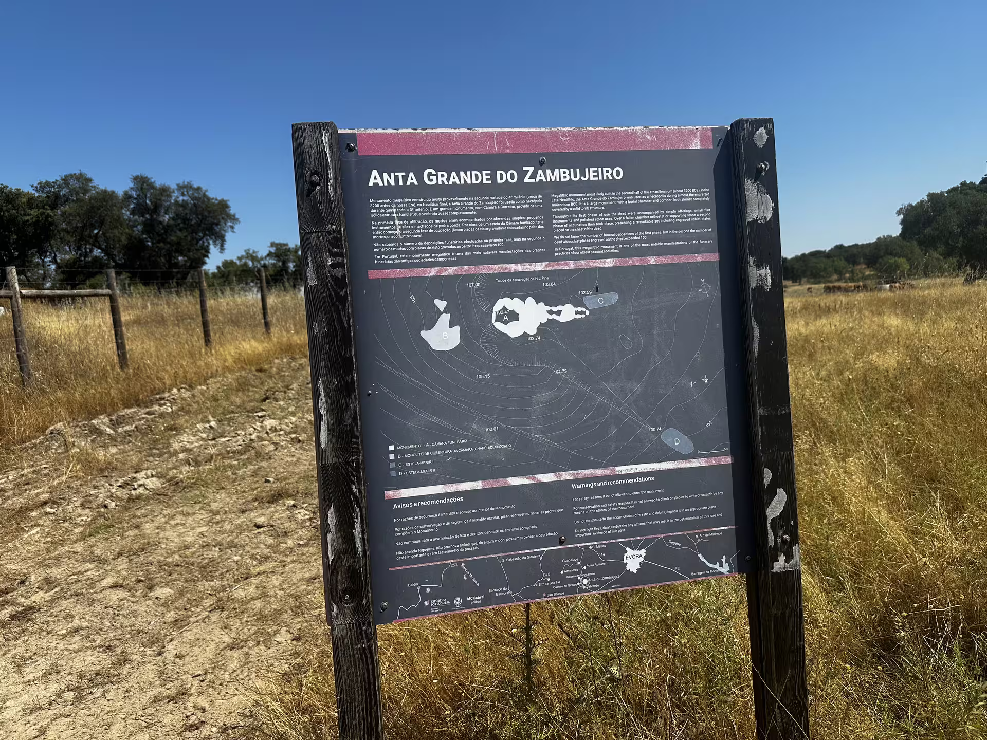 Information sign for Anta Grande do Zambujeiro, a highlight of the Évora megaliths day tour.