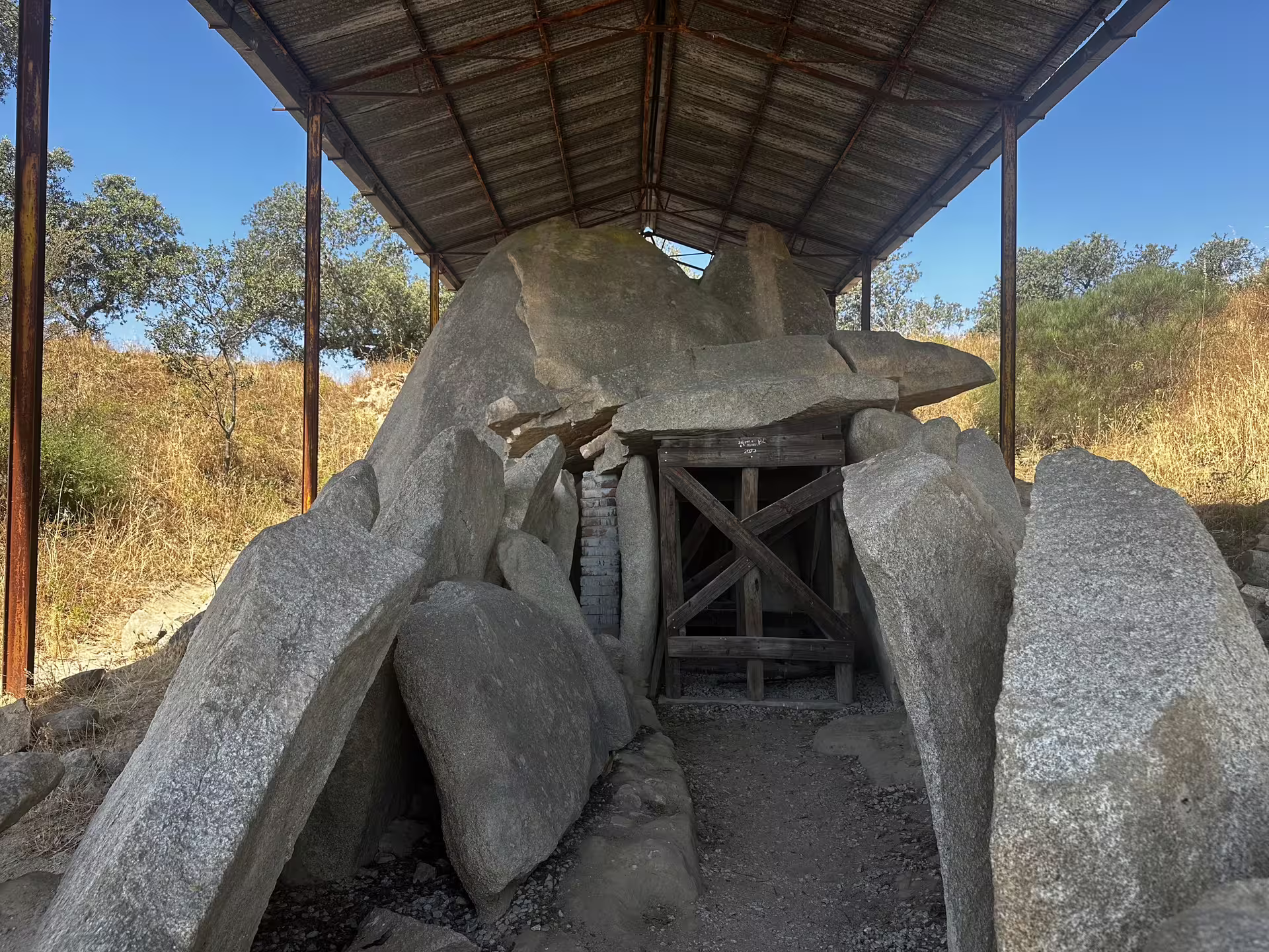 Ancient stone structure at Anta Grande do Zambujeiro, a key site on the Montemor-o-Novo megaliths tour.