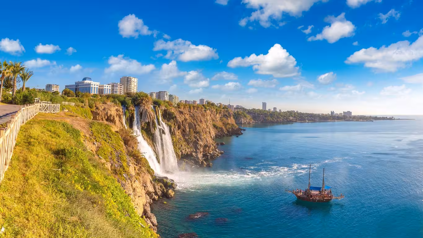 Antalya coastline with cliffs and turquoise sea