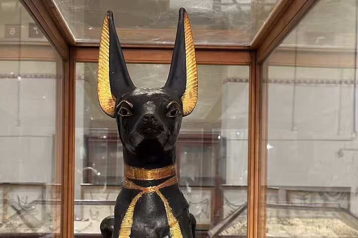 Anubis jackal statue in the Egyptian Museum Cairo, highlight of 3-day private Giza Cairo Alexandria tour