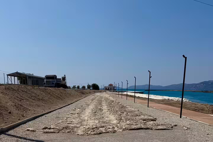 Coastal road by the Saronic Gulf near ancient Cenchreae port, scenic stop on Apostle Paul half-day tour from Athens