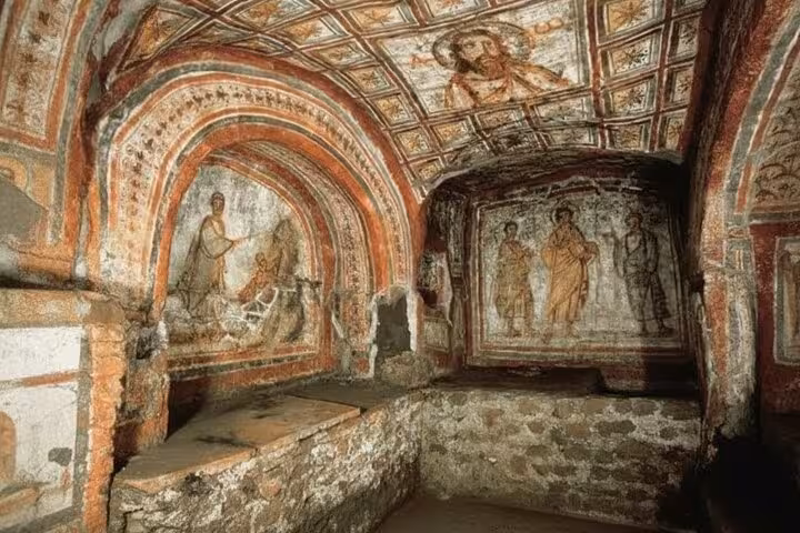 Explore ancient Christian frescoes in the catacombs on a private tour of the Appian Way.