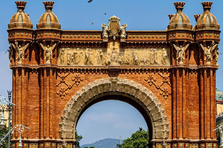 Explore the iconic Arc de Triomf in Barcelona on a private full-day car tour, showcasing its stunning architecture.