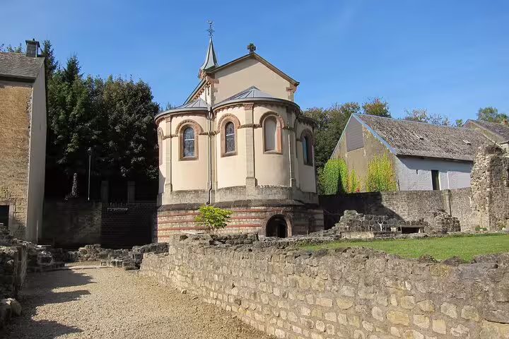 Historic chapel and stone walls in Arlon, Belgium, a stop on the self-guided e-scavenger hunt city tour
