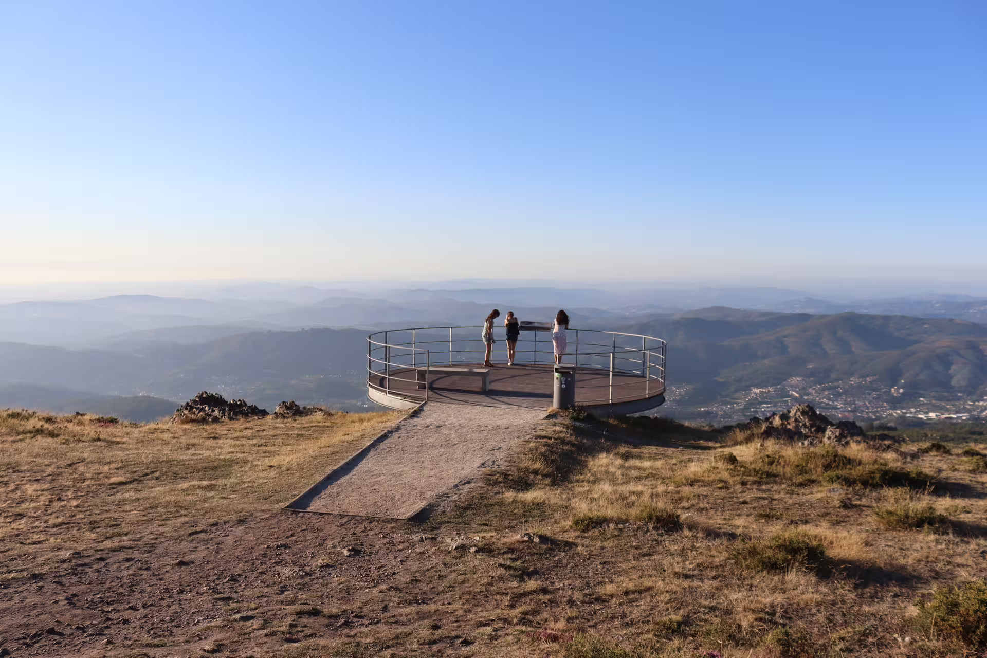 Scenic viewpoint overlooking vast hills and valleys near Arouca 516 Bridge and Paiva Walkways, perfect for nature tours.