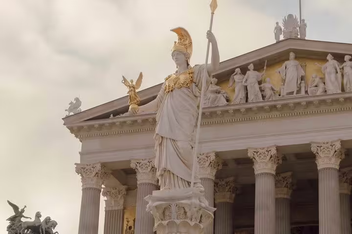 Statue of Athena outside the Academy of Athens, iconic landmark on an Athens half-day private car tour with local