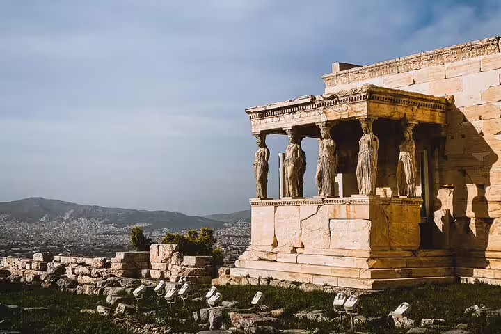 Athens Acropolis Erechtheion Caryatids view, ideal stop before private departure transfer to Athens Airport