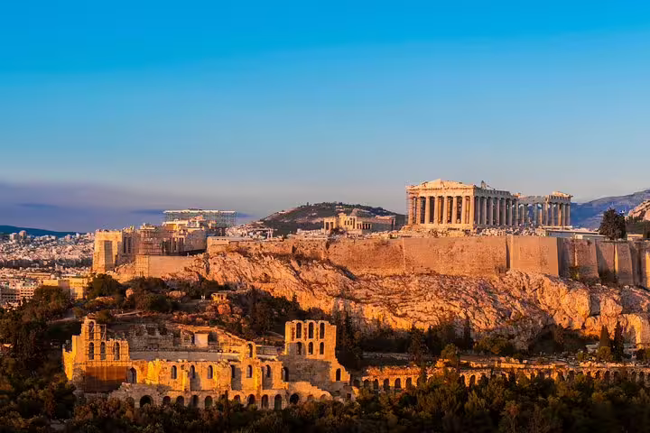 Sunset over Athens Acropolis and Parthenon, Athens highlights on full-day private tour to Cape Sounio