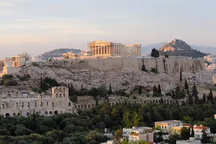 Athens Acropolis and Parthenon view, ideal add-on stop on a private Corinth Canal day trip with wine tasting