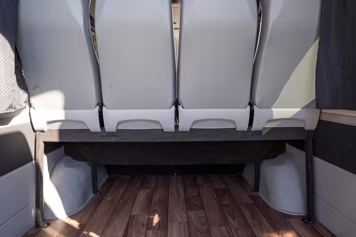 Spacious luggage area in private shuttle for Athens airport to Lavrio port and hotel transfers