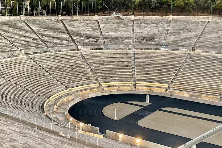 Panathenaic Stadium seating in Athens, smooth Athens Airport to city center luxurious private transfer service