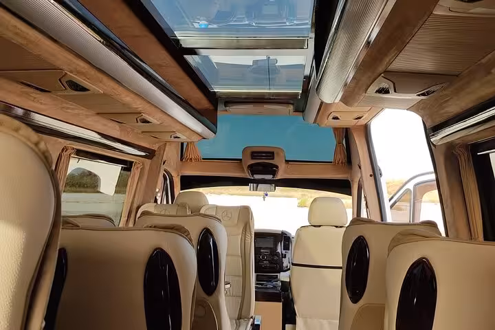 Premium minibus cabin with panoramic roof for Athens Airport to Piraeus Port hotel private luxury transfer