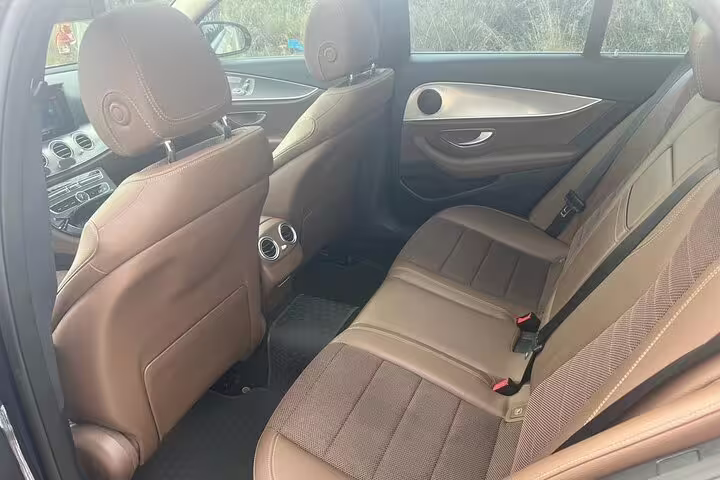 Spacious rear seats in private sedan for Athens Airport to Athens city center arrival transfer