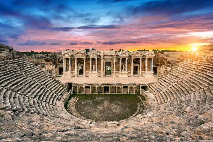 Ancient Odeon of Herodes Atticus amphitheater at sunset, Athens city highlight after airport to center transfer