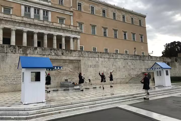 Changing of the Guard at Syntagma Square by the Hellenic Parliament, included in a private Athens city tour