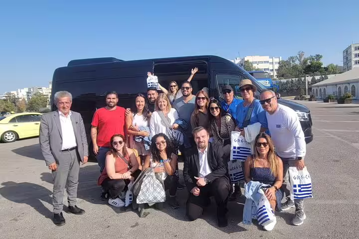 Small group by private van for Best of Athens half day tour, friendly guide and comfortable city transport