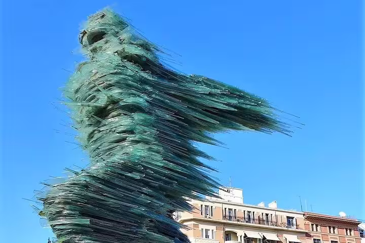 Modern glass sculpture in Athens, Greece, ideal landmark near routes for private transfer to Piraeus Port