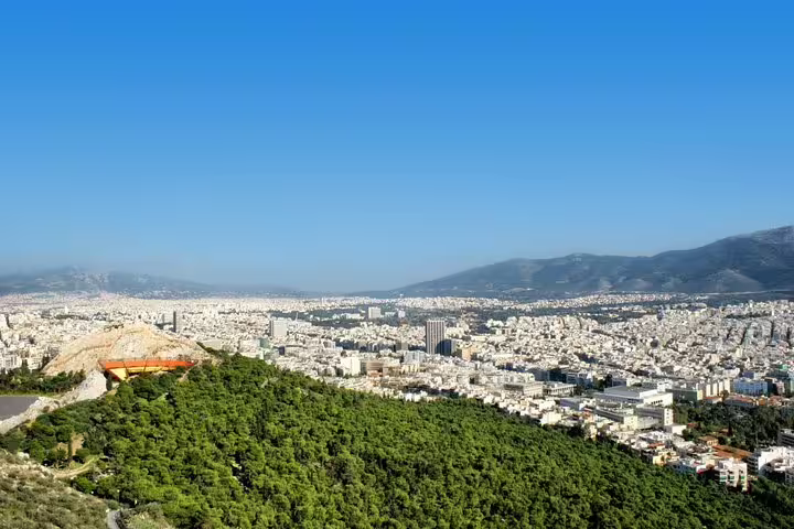Panoramic Athens cityscape from Lycabettus Hill viewpoint on a full-day private Athens sightseeing tour