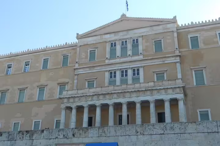 Athens Parliament building at Syntagma Square on private half-day sightseeing tour with driver guide