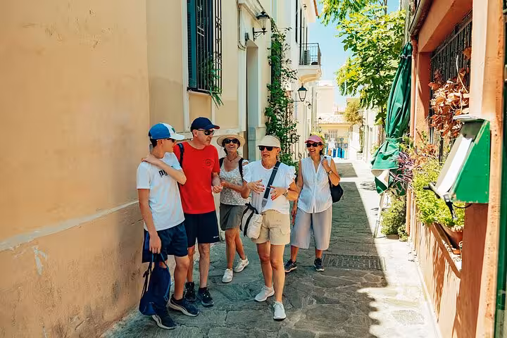 Small group Athens walking tour for cruise travelers strolls Plaka lanes with local guide and tastings