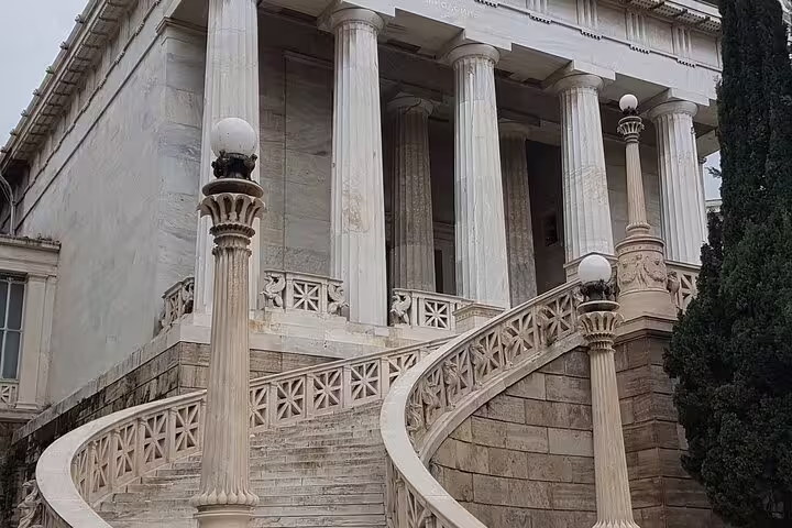 Neoclassical Zappeion Hall staircase and columns, seen on an Athens half-day private car tour with local