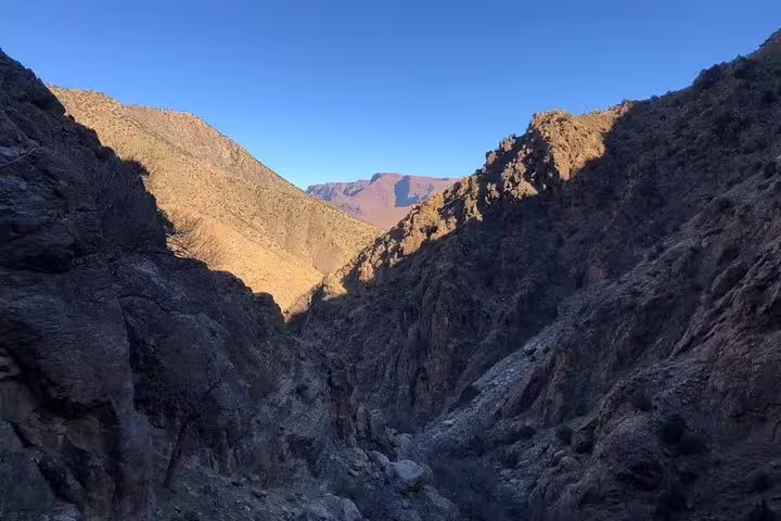 Rocky canyon view in the Atlas Mountains on an Ourika Valley day trip from Marrakech, Morocco