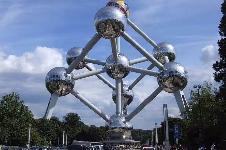 Atomium landmark in Brussels on a private half-day sightseeing tour, iconic modern architecture and city views